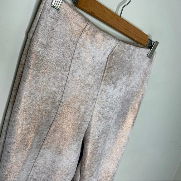 Anthropologie Cream Gold Metallic Faux Vegan Suede Snake Print Leggings Size 27 - Picture 4 of 11